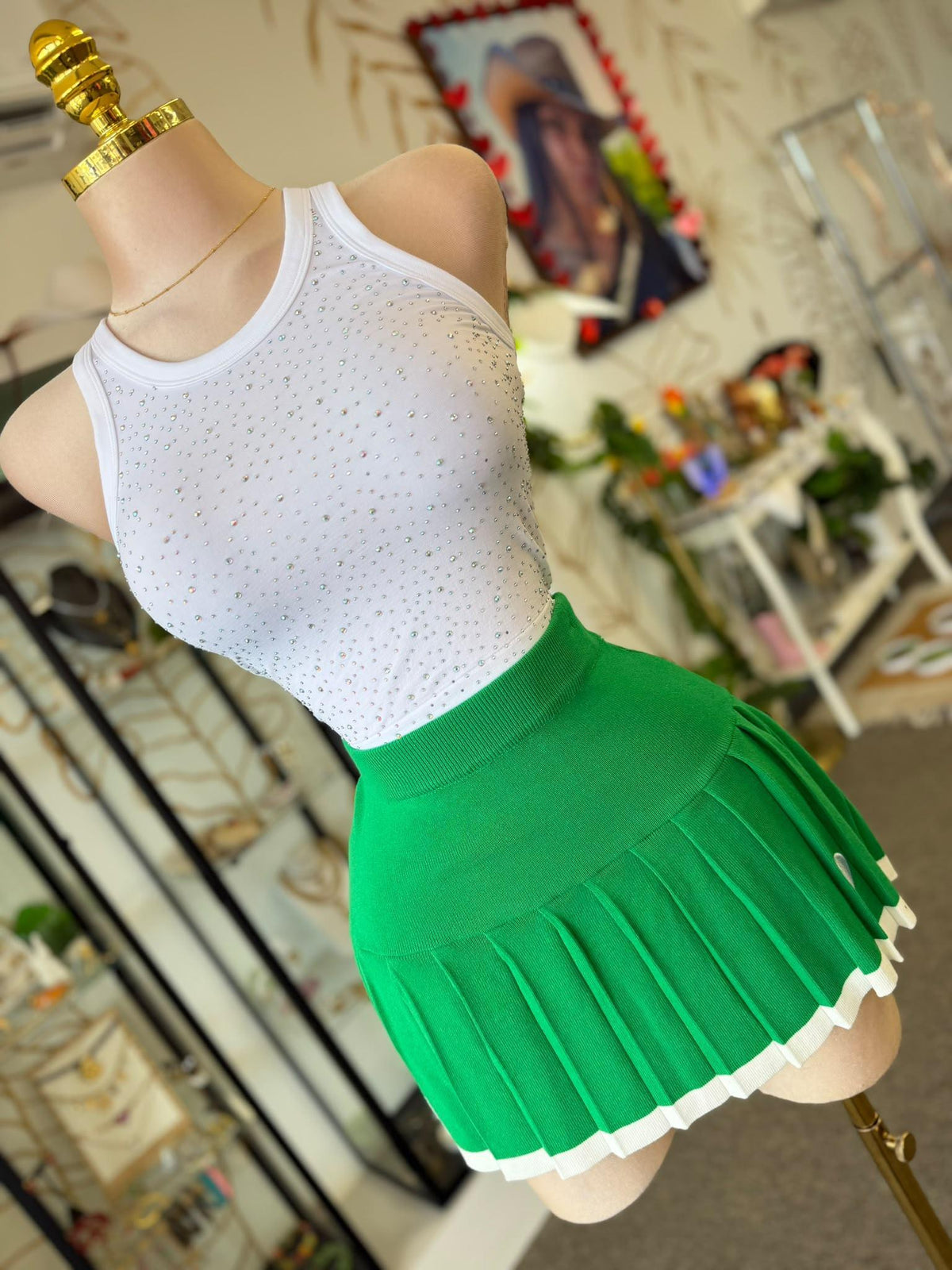 Top Blanco Racerback con Rhinestones