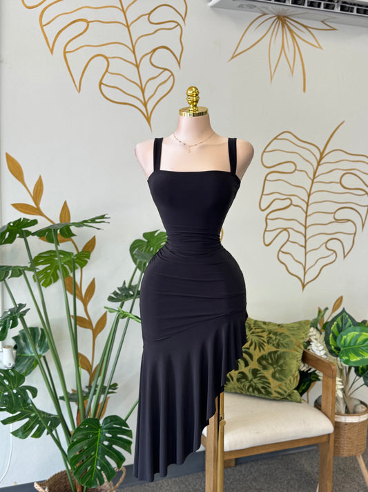 Elegant Asymmetrical Noir Dress