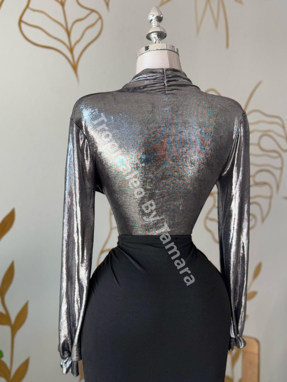 Silver Glam Wrap Top
