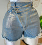 Denim Foil Gold Skort Small