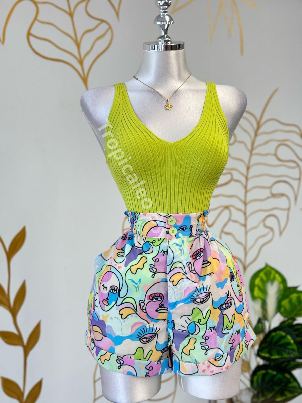 Lime Ribbed Tank Top
