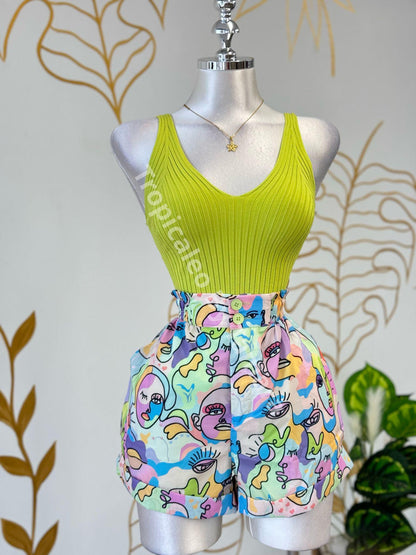 Lime Ribbed Tank Top