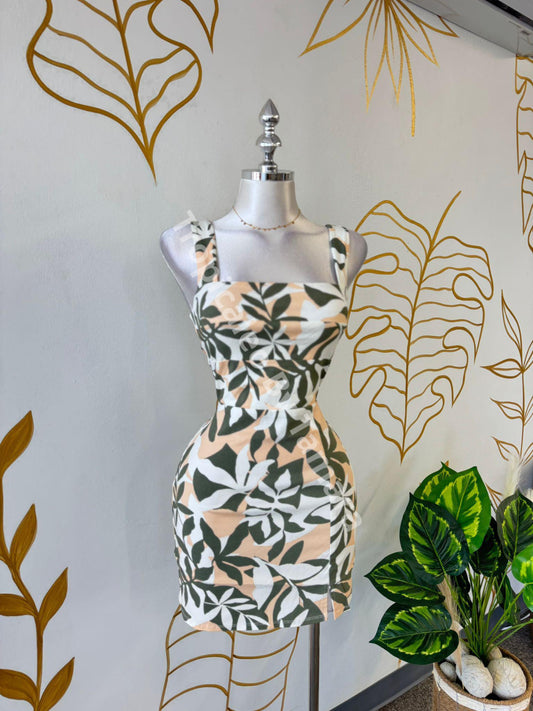 Peach Green Summer Breeze Sleeveless Tie Back Dress