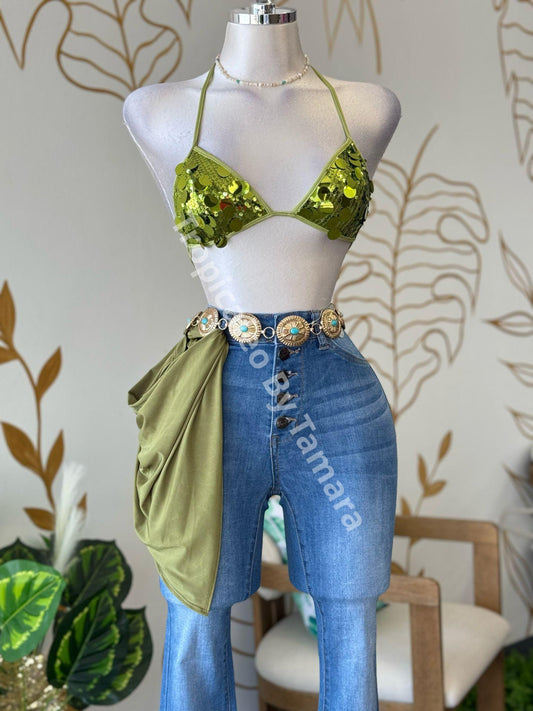 Lime Sequin Bralette