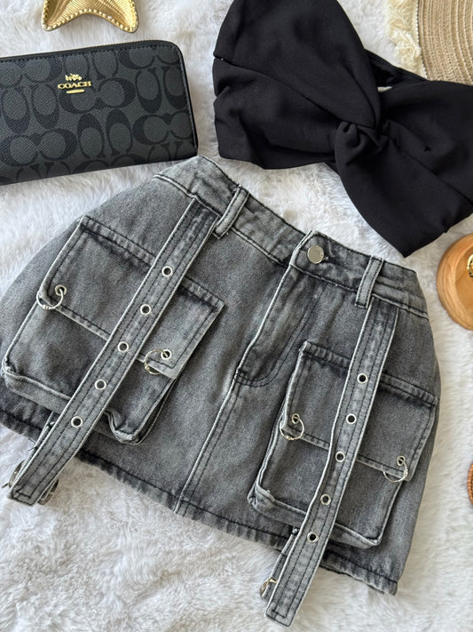 Utility Denim Mini Skort