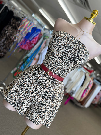 Wild Charm Strapless Romper 🐆✨