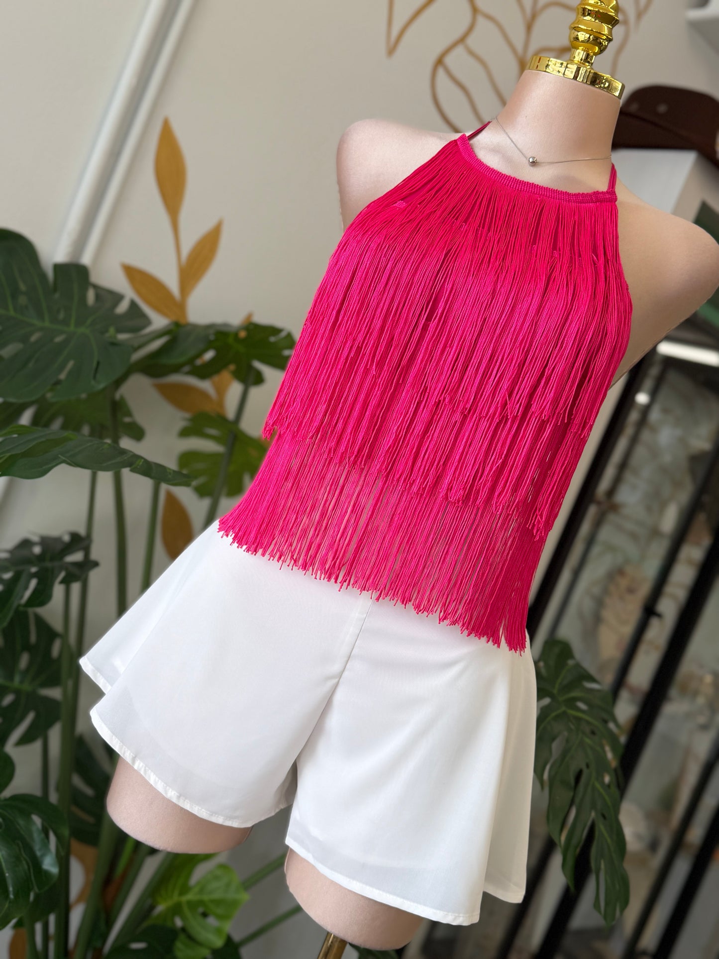 Bodysuit Fuchsia Fringe Glam
