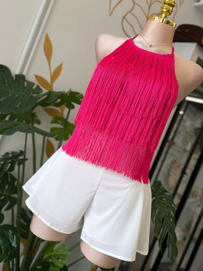 Bodysuit Fuchsia Fringe Glam