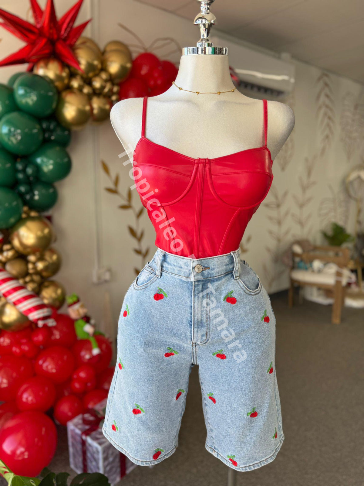 Red Leather Crop Top