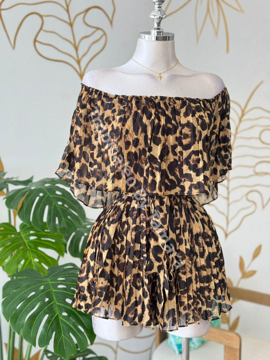Leopard Off-Shoulder Romper