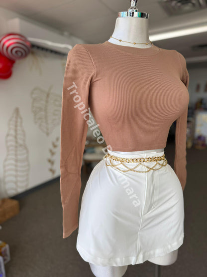 Ribbed Brown Top