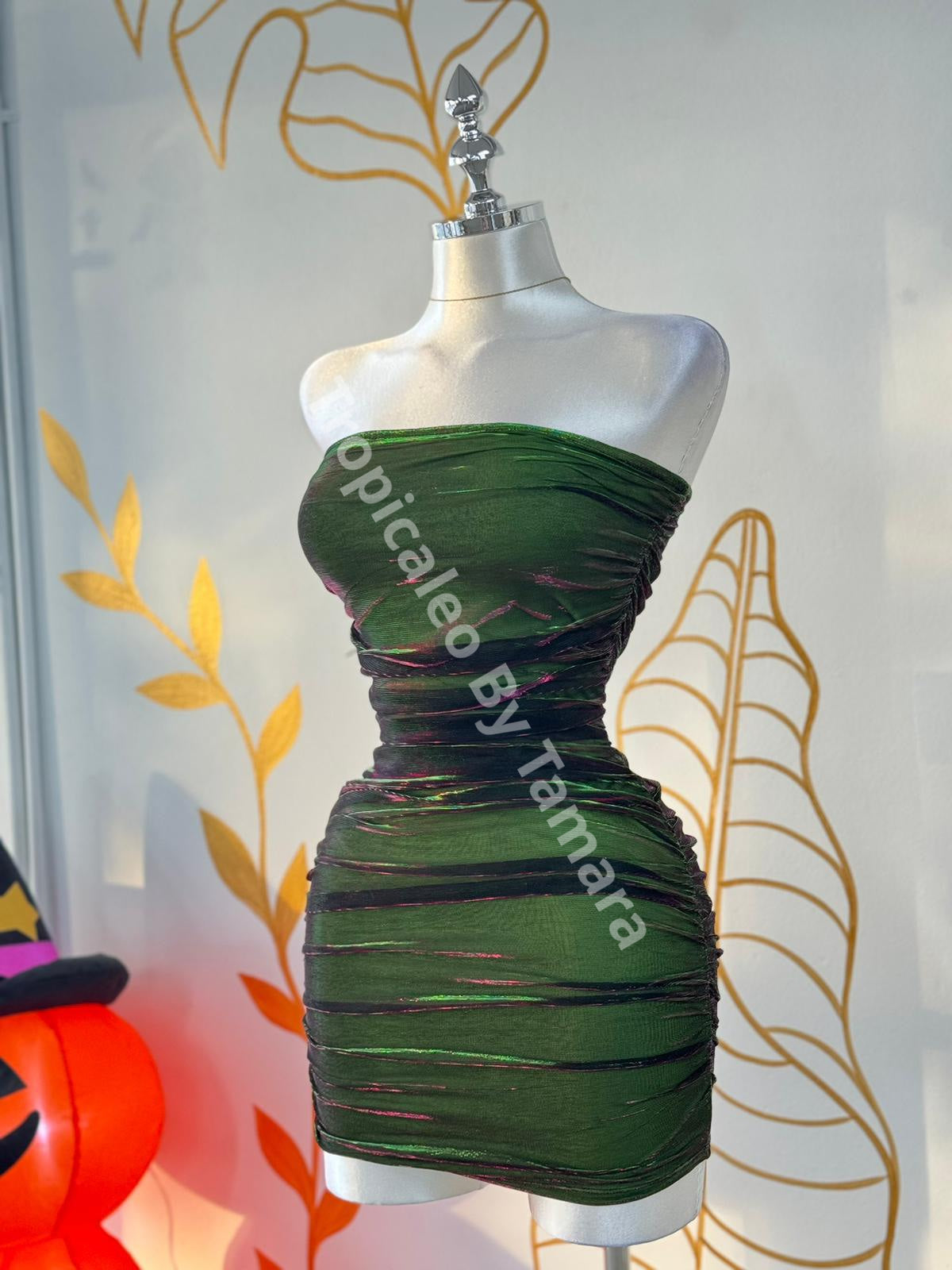 Green Ruched Dress