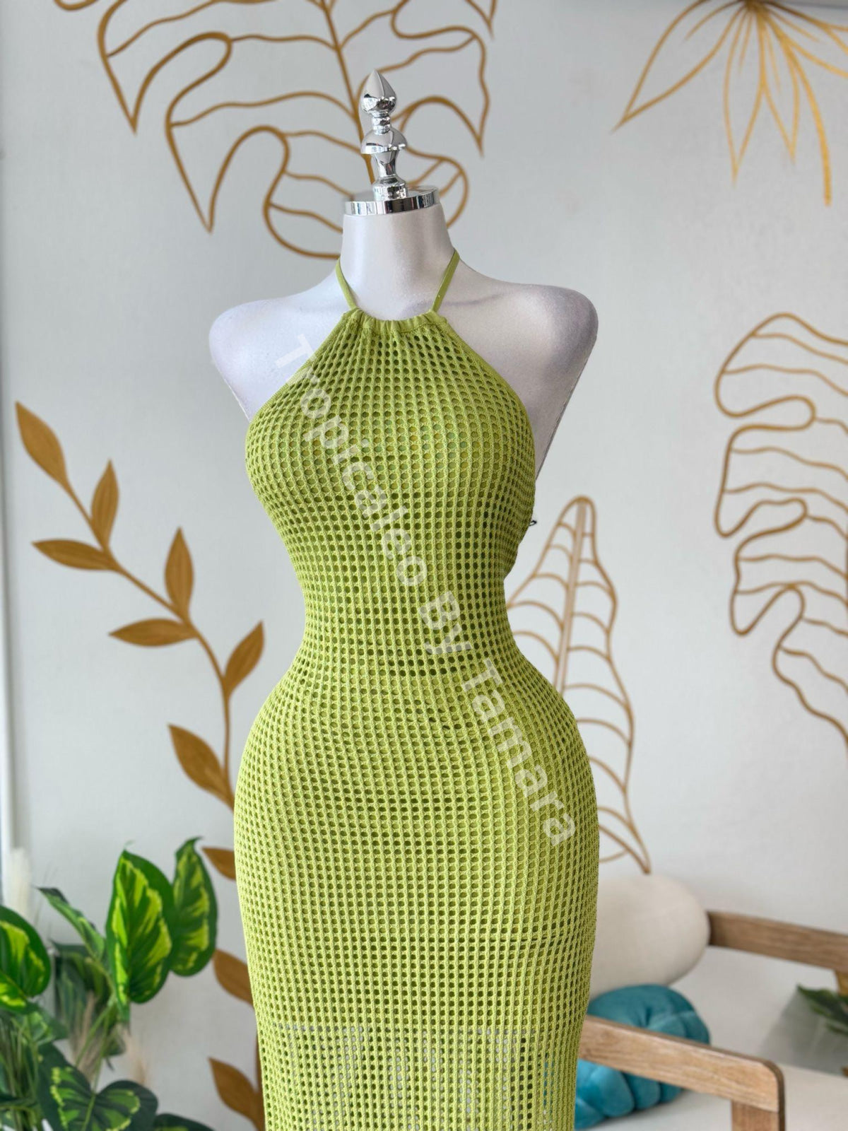 Lime Knit Halter Dress