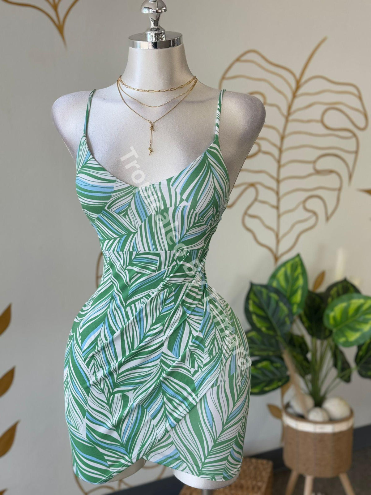 Leaf Print Mini Dress
