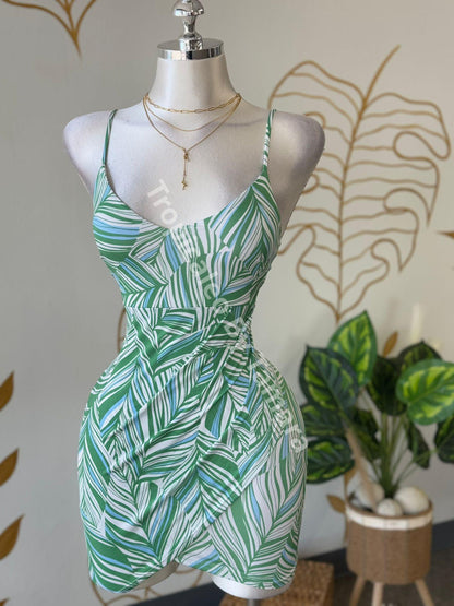 Leaf Print Mini Dress