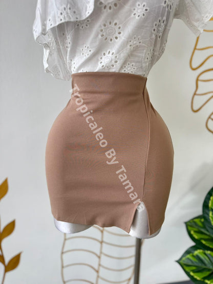 Nude Slit Pencil Skirt Medium