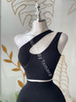 Black Asymmetrical Crop Top