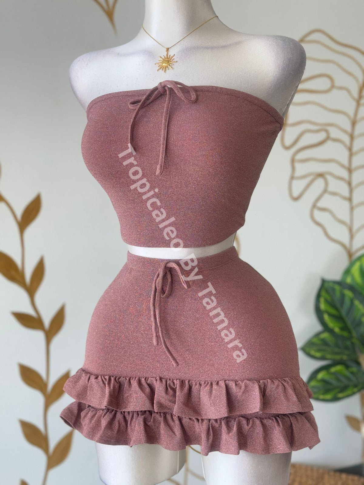 Bright Pink Top & Skirt Set