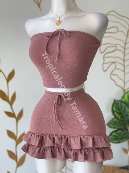 Bright Pink Top & Skirt Set