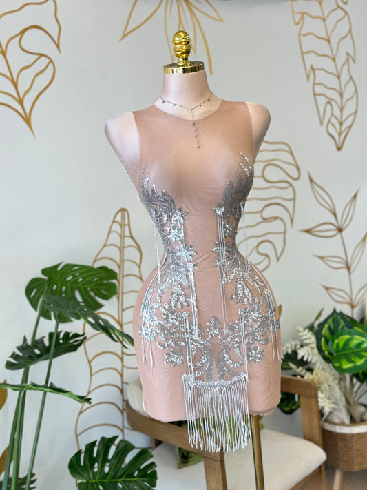 Silver Illusion Mesh Dress