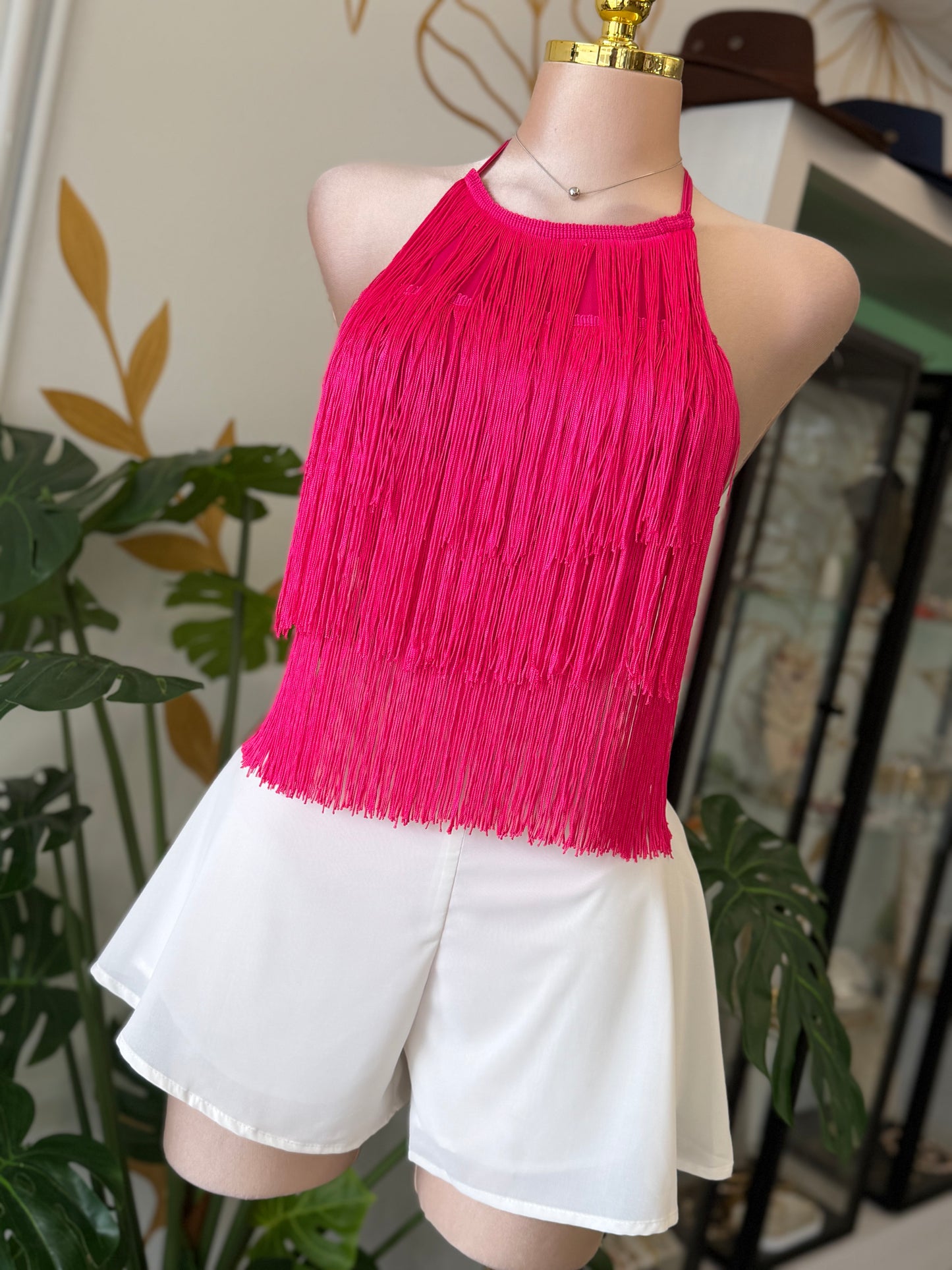 Bodysuit Fuchsia Fringe Glam