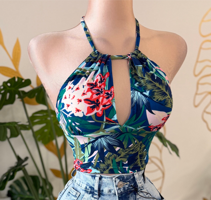 Tropical Vibe Top 🌺🌴🩵