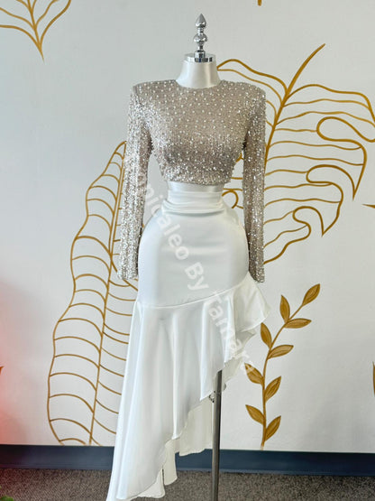 White Button Wrap Skort