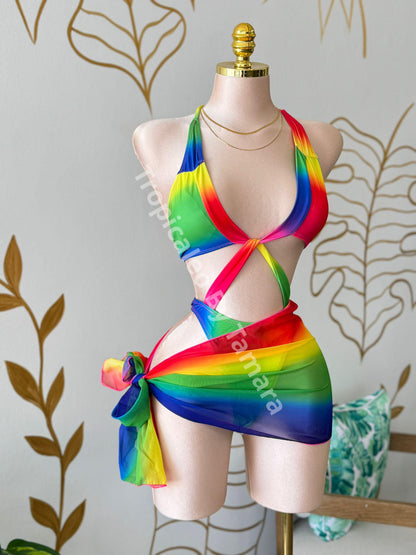 Rainbow Heat One-Piece Swimwear