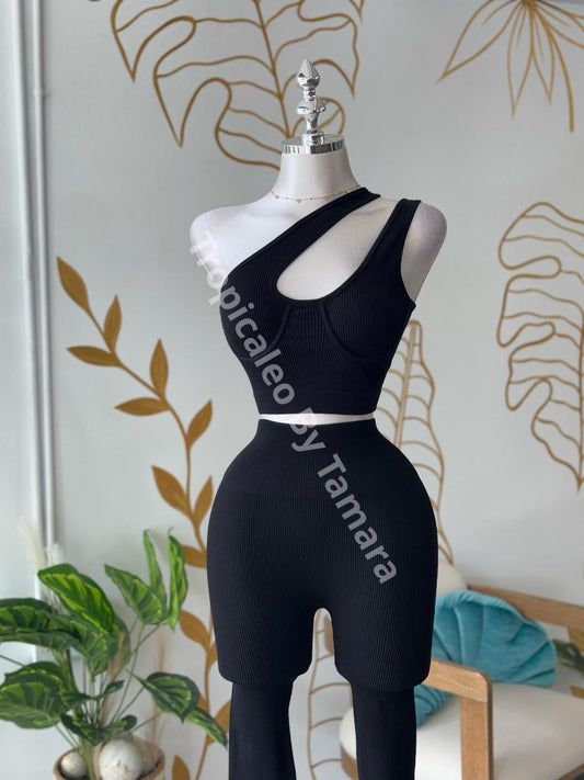 Black Asymmetrical Crop Top