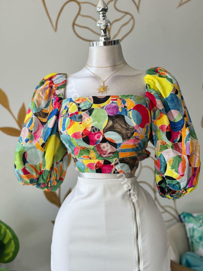 Rainbow Tie-Back Blouse