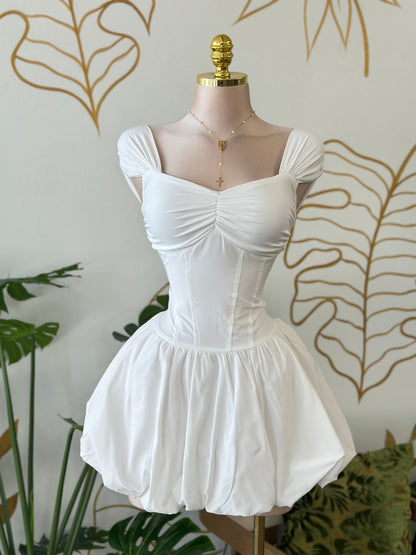 White Bubble Mini Dress