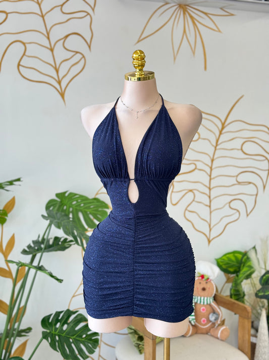 Midnight Spark Halter Dress