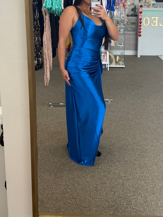 Royal Satin Wrap Dress 💙✨