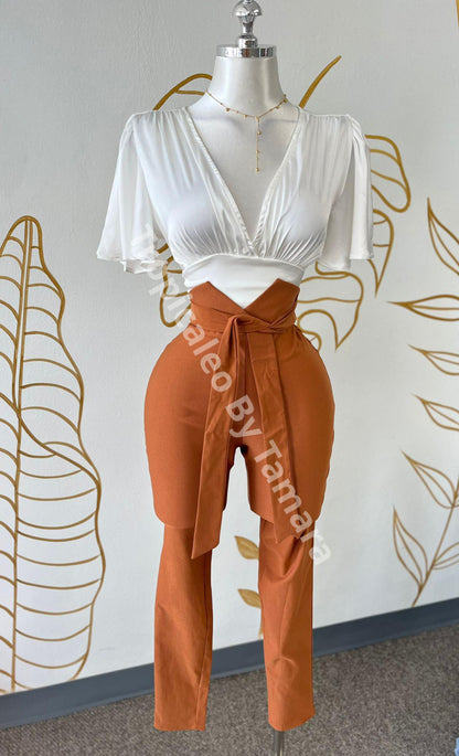 High-Waist Wrap Tie Trousers