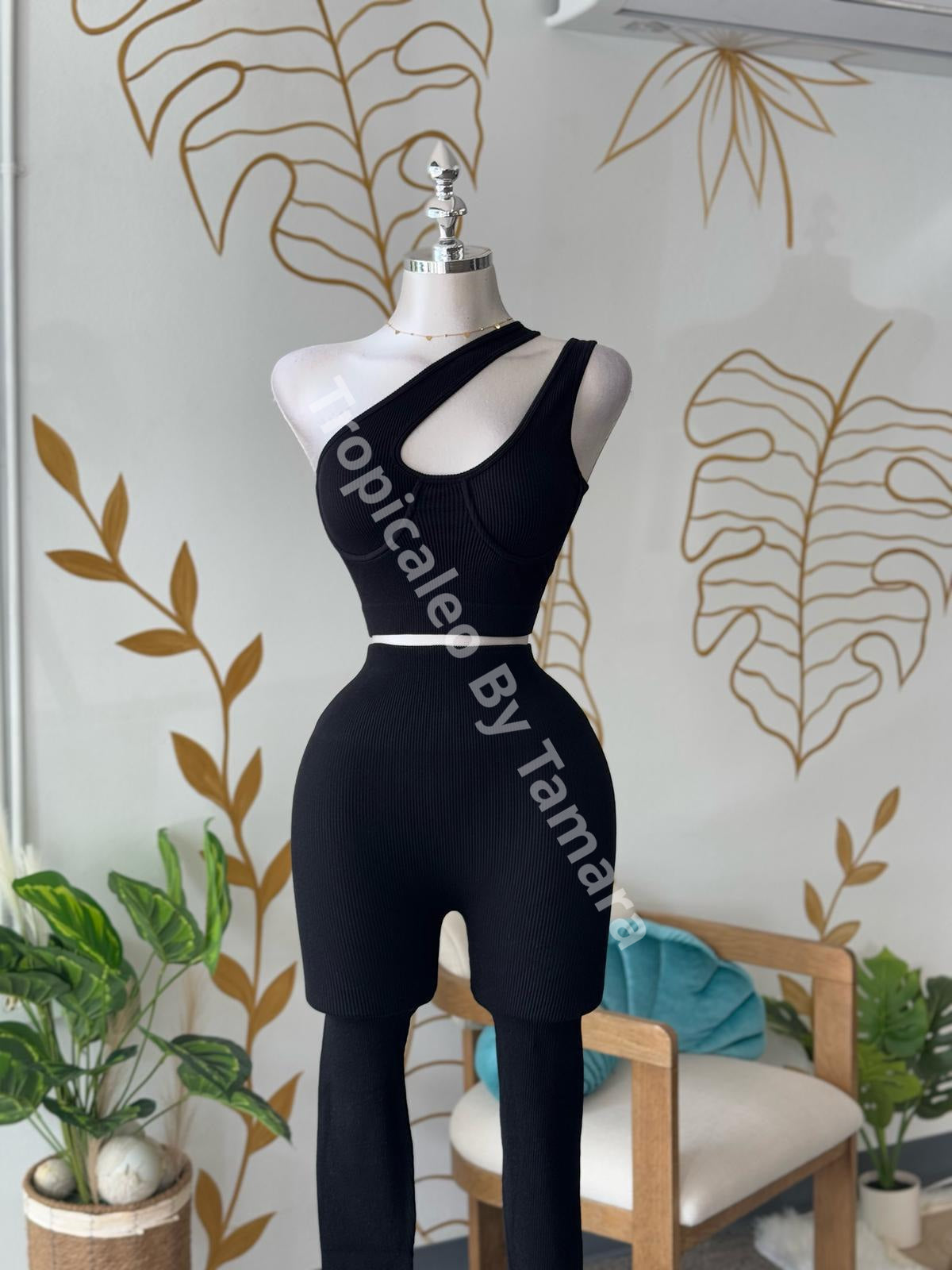 Black Asymmetrical Crop Top