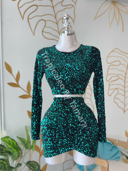 Emerald Glitz Duo Set