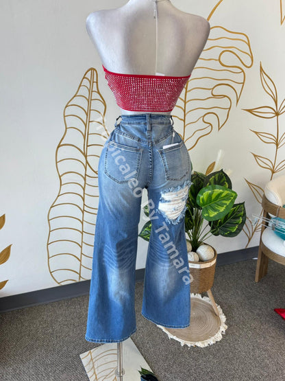 Red Crystal Glam Top