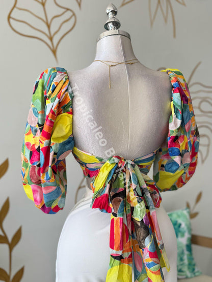 Rainbow Tie-Back Blouse