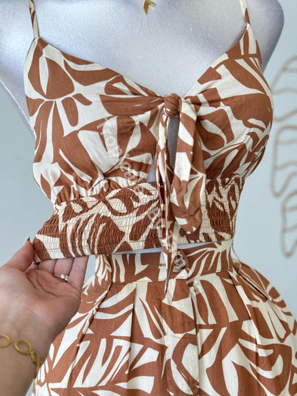 Tropical Breeze Brown Tie Top