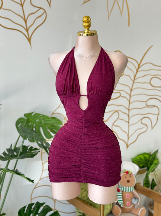 Berry Glow Halter Dress