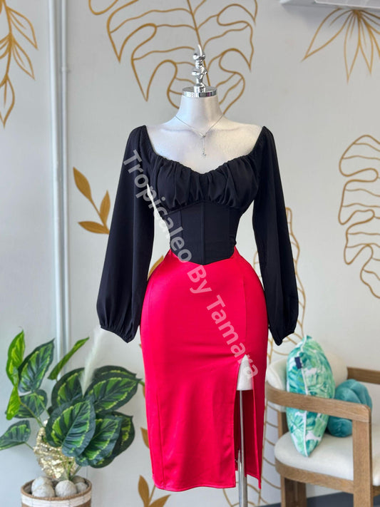 Midnight Charm Corset Long Sleeve Top