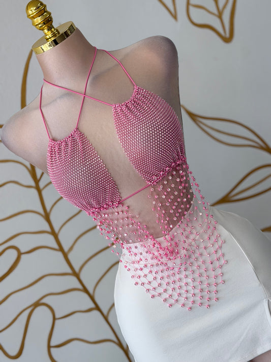 Pink Crystal Halter Top
