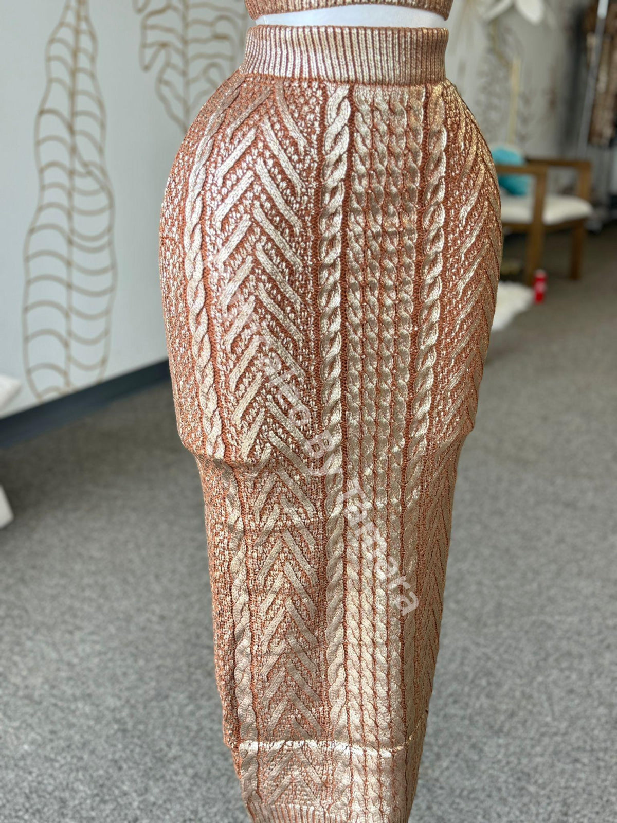 Knit Top And Skirt Set