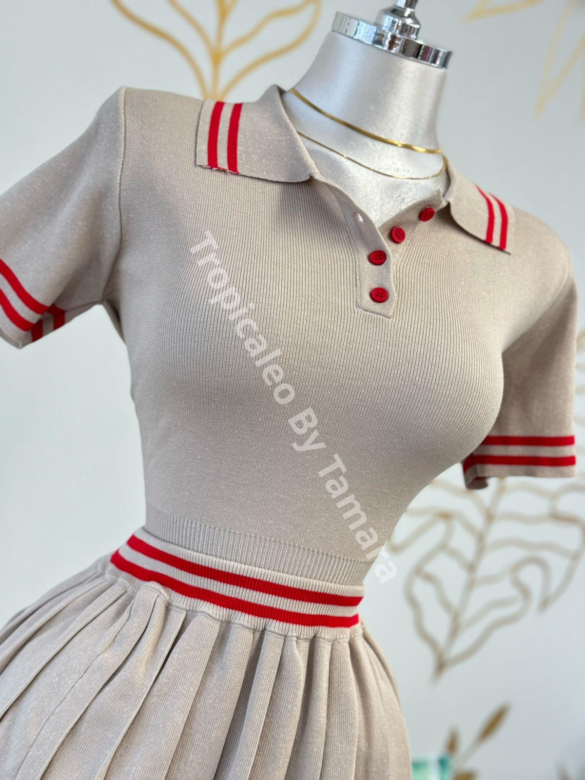 Beige Top and Skirt Set