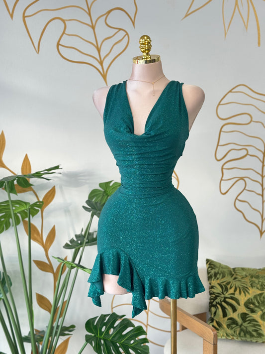 Emerald Glow Mini Dress