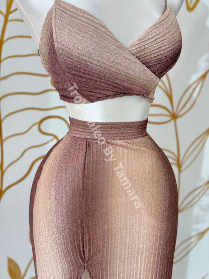Rose Gold Shimmer Two-Piece Set