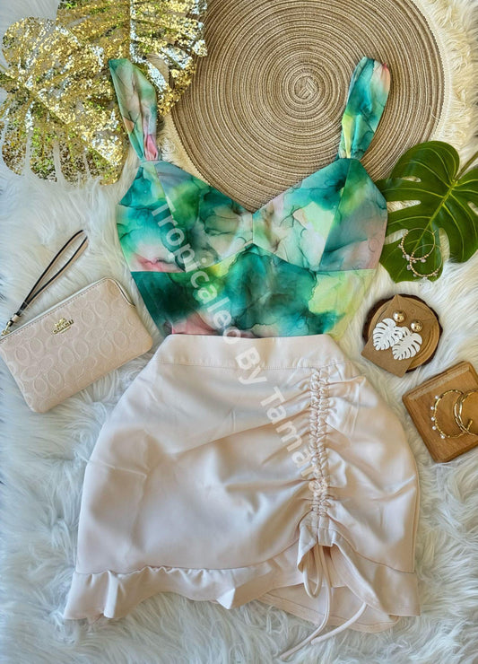 Light Pink Ruched Skort