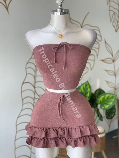 Bright Pink Top & Skirt Set