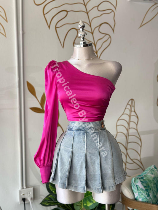 Pink Glam One Shoulder Top