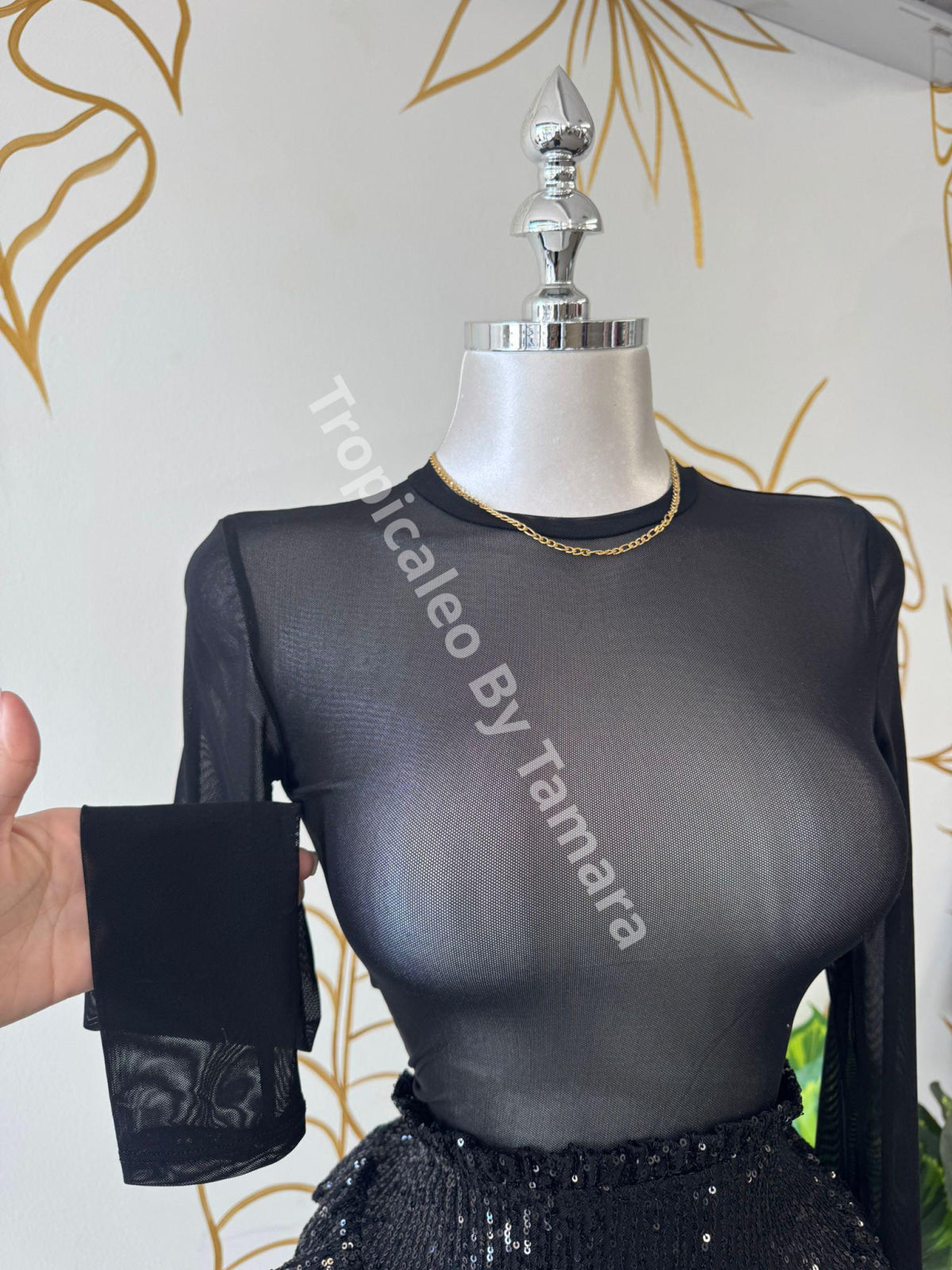 Long Sleeve Mesh Top